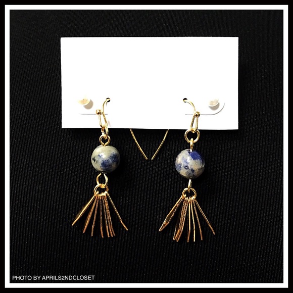 GENUINE LAPIS DAINTY BOHO TASSEL EARRINGS A2C - Picture 4 of 8